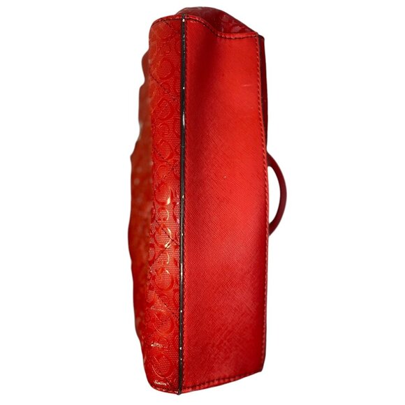 GUESS Red Logo Embossed Tote Bag Purse - Picture 7 of 10